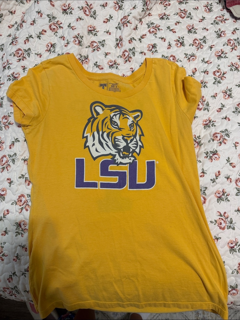 LSU Women's Yellow Tiger Logo Short Sleeve Jersey Tee